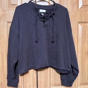 American Eagle Outfitters Black Lace-Up Crop Top